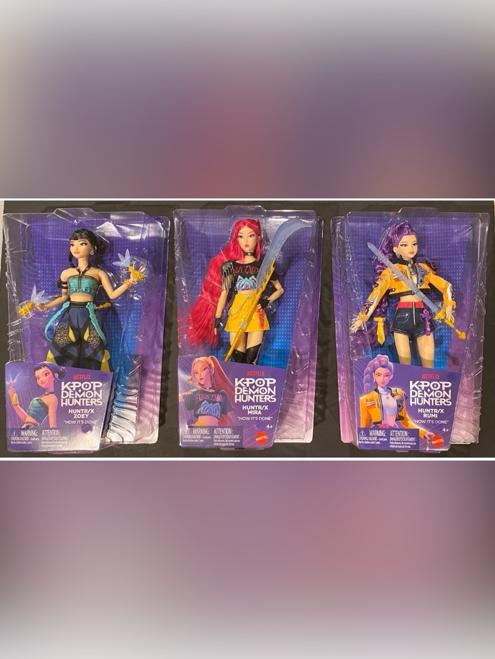 Mattel K-Pop Demon Hunters Dolls Set of 3 NEW Mira, Rumi, and Zoey